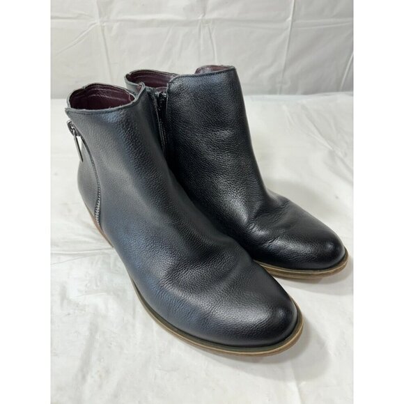 Kensie Ghita Women’s Black Leather Ankle Boots with Side Zip Size 8.5 M - Picture 1 of 12